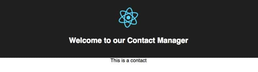 the react app showing the basic Contact component